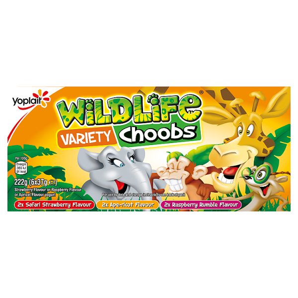 Wildlife Choobs Kids Strawberry Raspberry & Apricot Yoghurt Tubes