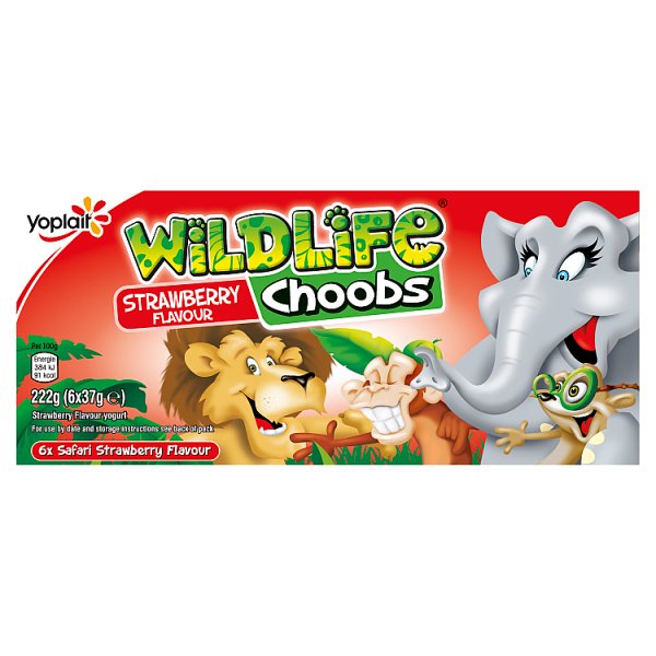 Wildlife Choobs Kids Strawberry Yoghurt Tubes  6 x 37g