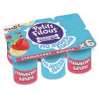 Petits Filous Kids No Added Sugar Strawberry & Banana Yoghurt Pots 6 x 47g