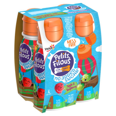 Petits Filous No Added Sugar Mess Free Apple & Raspberry Drinking Yogurts