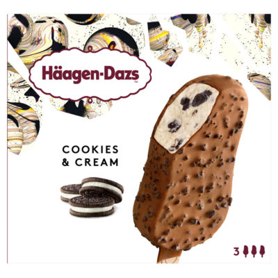 Haagen-Dazs Cookies & Cream Ice Cream Bars 3 x 80ml