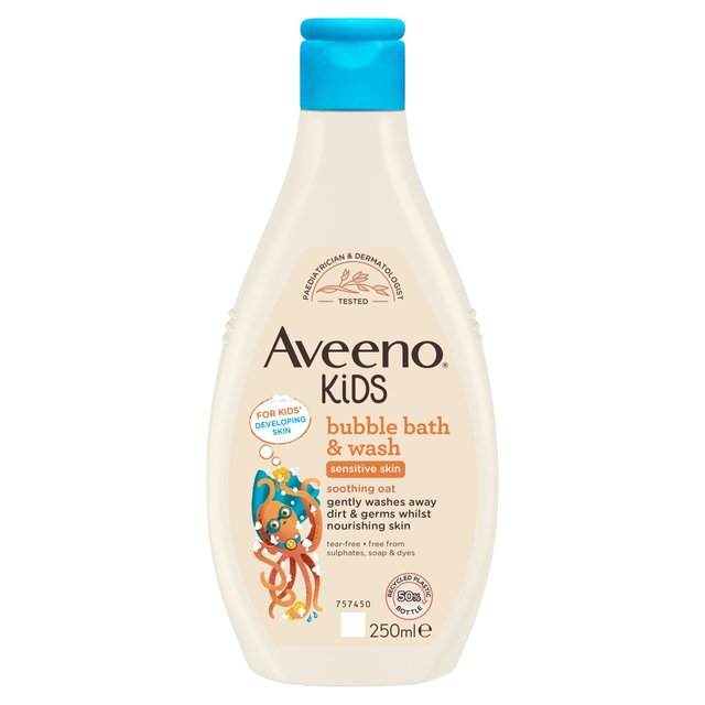 Aveeno Kids Bubble Bath and Wash with Soothing Oat Extract 250ml