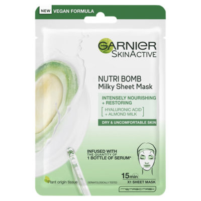 Garnier SkinActive Nutri Bomb Milky Sheet Face Mask Almond Milk & Hyaluronic Acid