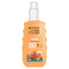 Garnier Ambre Solaire SPF 50+ Kids Sun Cream Spray Water & Sand Resistant 150ml