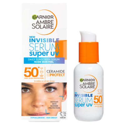 Garnier Ambre Solaire SPF 50+ Super UV Invisible Serum Moisturiser for Face 30ml