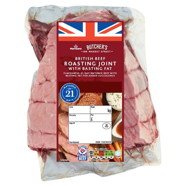 Morrisons Market Street 21 Day Mature Beef Roast Joint In Basting Fat Typically: 850g