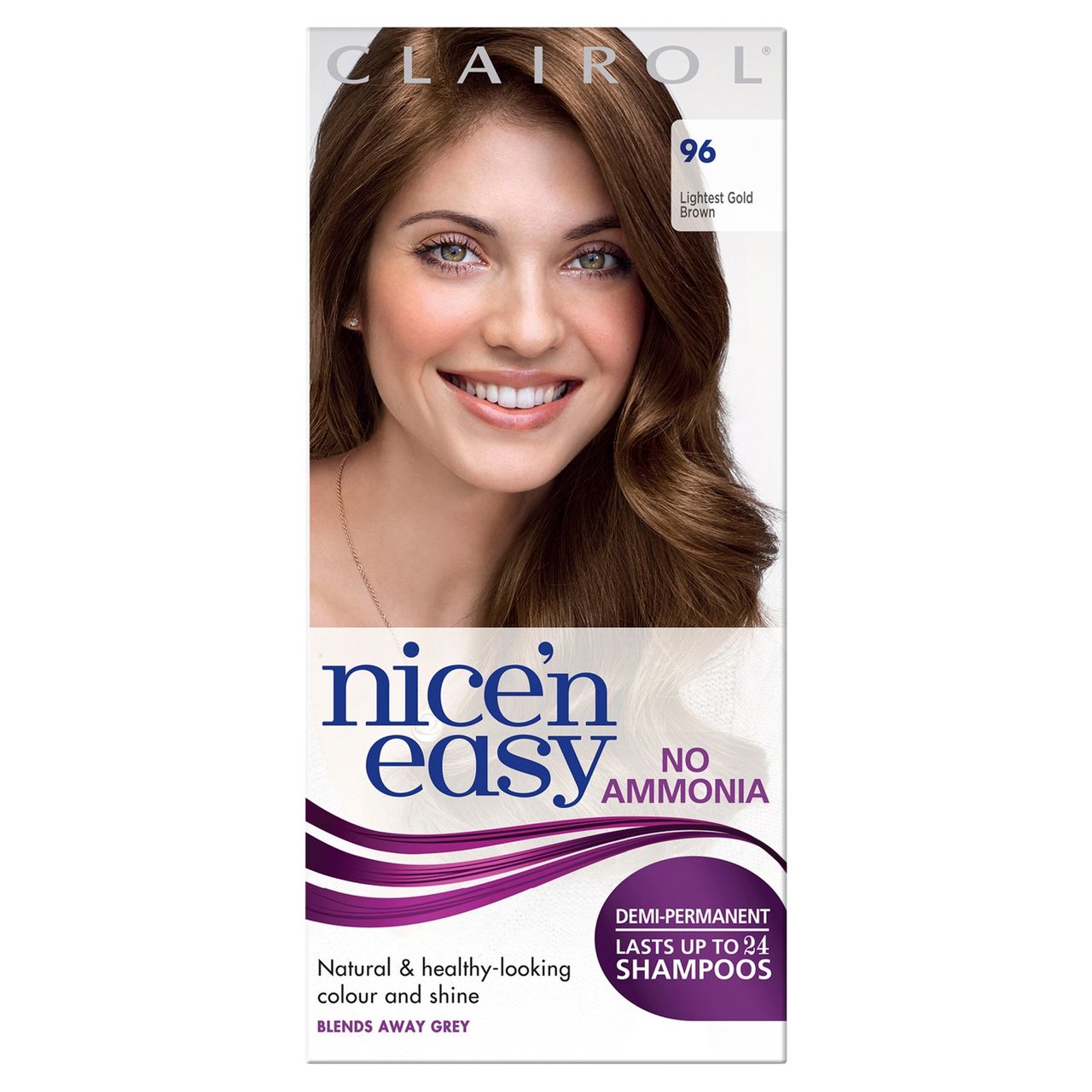 Clairol Nice'n Easy No Ammonia Hair Dye, 96 Lightest Golden Brown