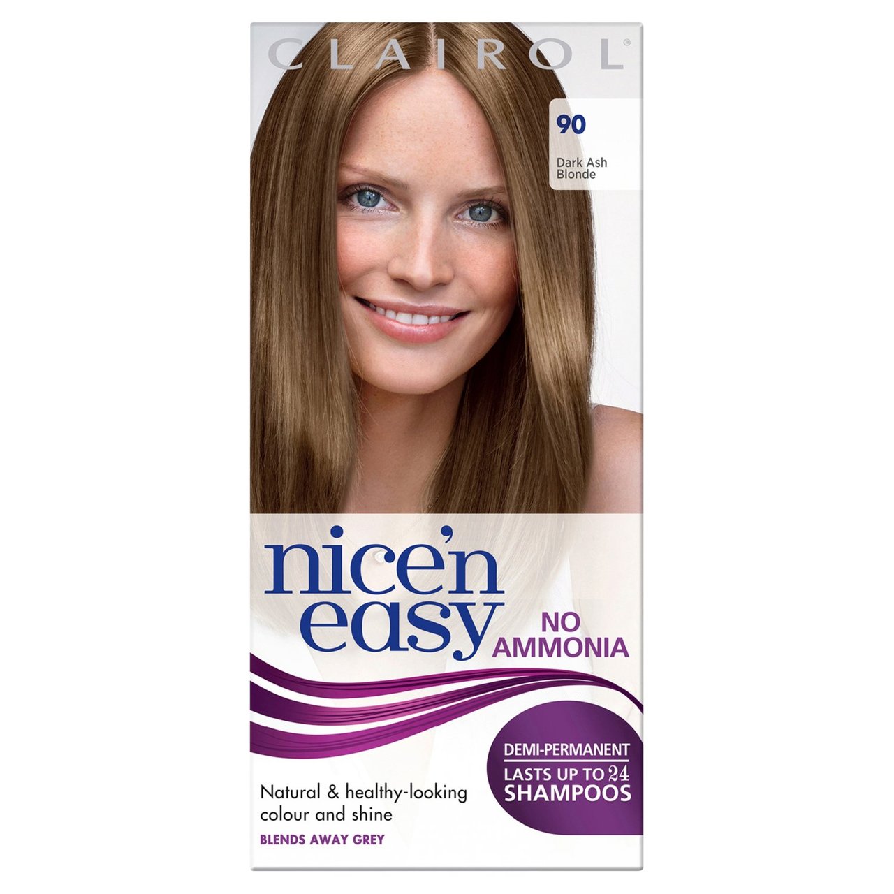 Clairol Nice'n Easy No Ammonia Hair Dye, 90 Dark Ash Blonde