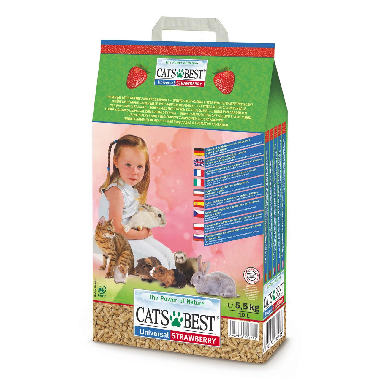 Cat's Best Universal Strawberry Non-Clumping Cat Litter & Small Pet Bedding 10L