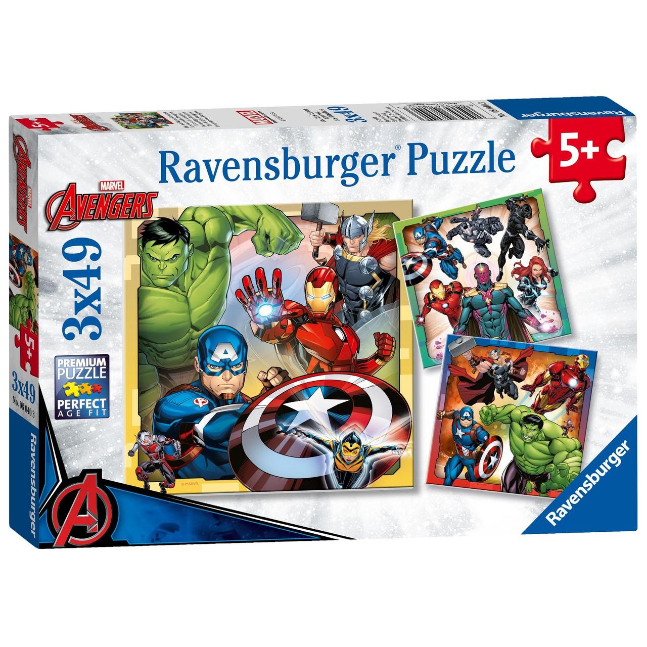 Ravensburger Marvel Avengers Assemble, 3x 49 piece Jigsaw Puzzles