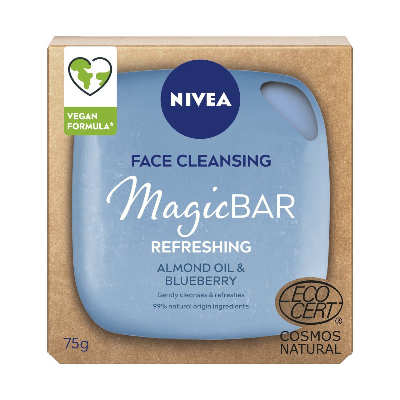 NIVEA Magic Bar Refreshing Almond Oil and Blueberry Face Cleansing Bar 