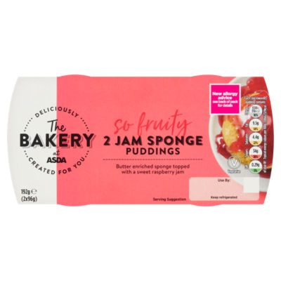 The BAKERY at ASDA Jam Sponge Puddings 2 x 96g (192g)