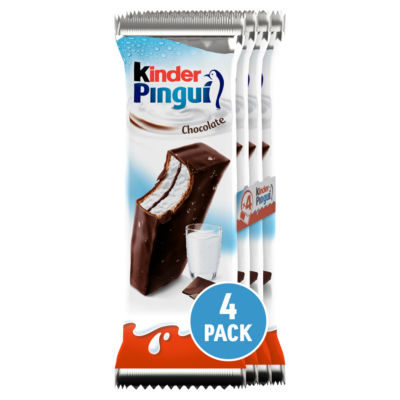 Kinder Pingui Milk and Chocolate Chilled Snack Cake Bar Multipack 4x