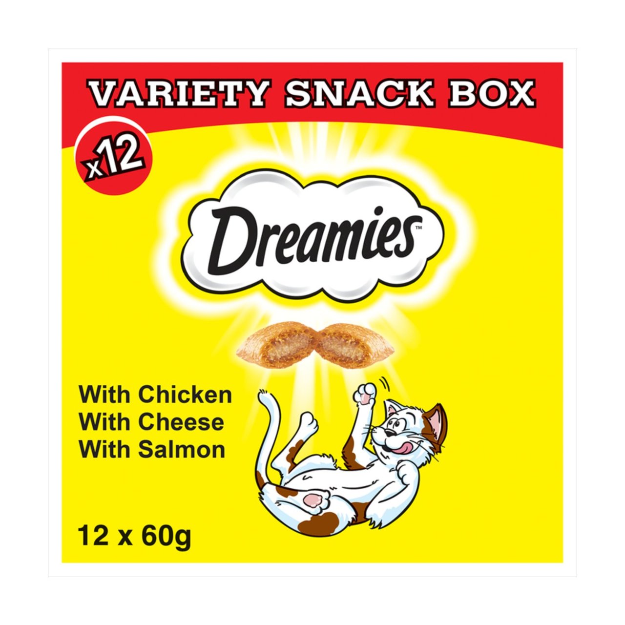 Dreamies Variety Snack Box Cat Treats with Chicken, Cheese & Salmon