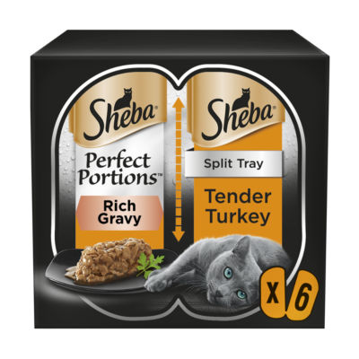 Sheba Perfect Portions Adult Wet Cat Food Trays Turkey in Gravy 6 x 37.5g