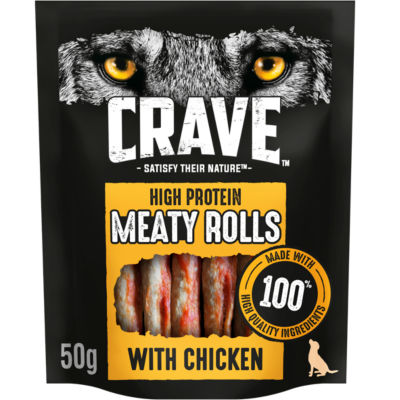 Crave Natural Grain Free Meaty Rolls Adult Dog Treats with Chicken