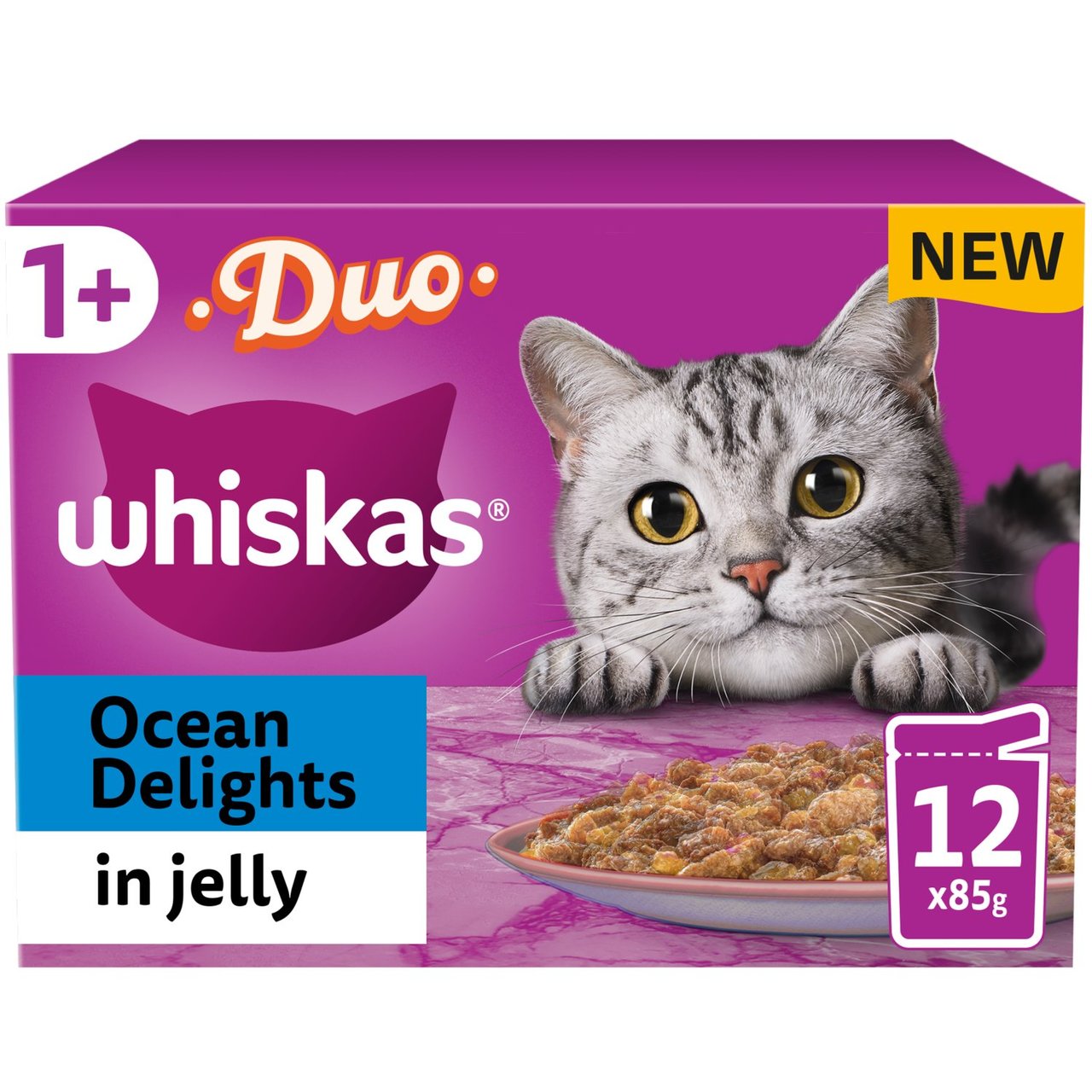 Whiskas 1+ Adult Wet Cat Food Pouches Ocean Delight in Jelly