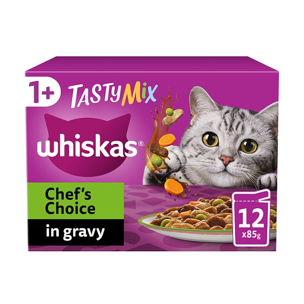 Whiskas 1+ Cat Pouches Tasty Chef mix with Veg in Gravy