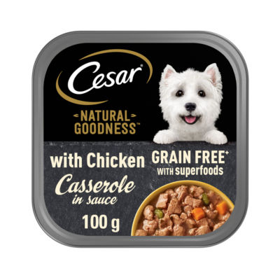 Cesar Natural Goodness Grain Free Dog Food Casserole with Chicken Tray 100g