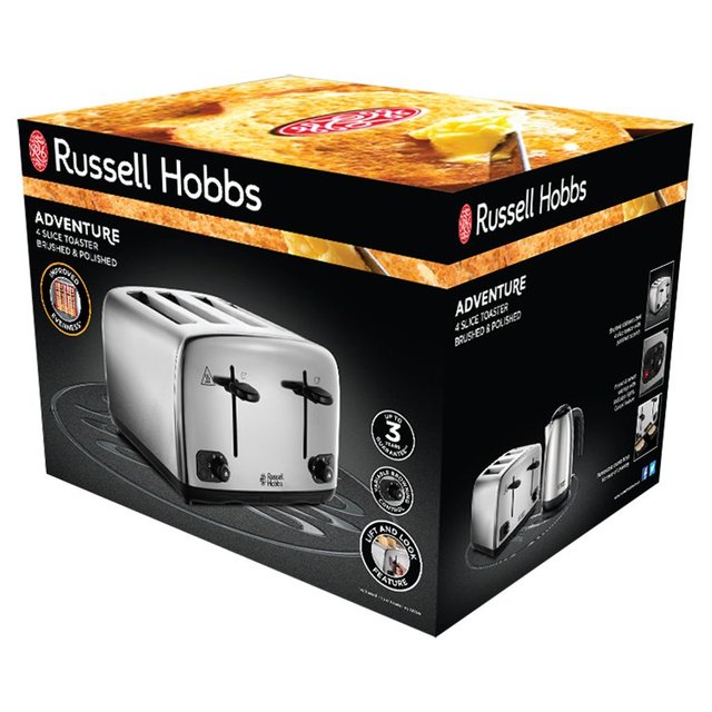 Russell Hobbs Brushed & Polished Stainless Steel 4 Slice Toaster 