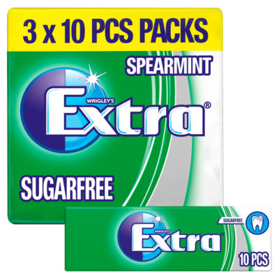 Wrigley's Extra Spearmint Chewing Gum Sugar Free 3 x 10 pieces