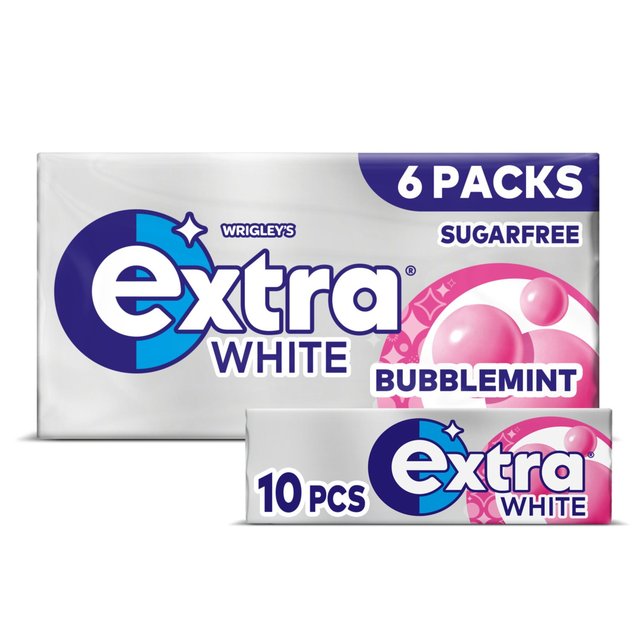 Extra White Bubblemint Chewing Gum Sugar Free Multipack 6 x 10 per pack