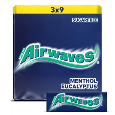 Airwaves Menthol & Eucalyptus Sugar Free Chewing Gum 3 x 9 Pieces