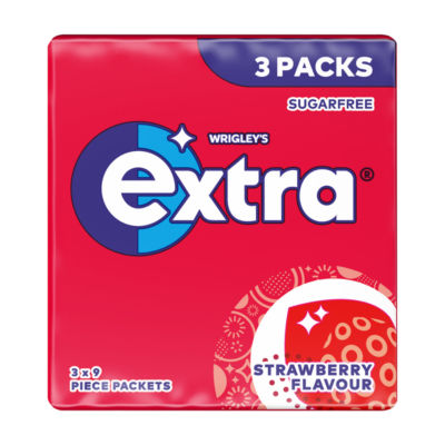 Extra Strawberry Flavour Sugarfree Chewing Gum Multipack 3 X 12.6g