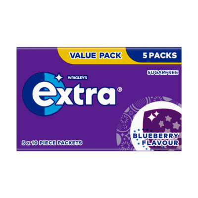 Extra Blueberry Flavour Sugarfree Chewing Gum Multipack 5 x 10 Pieces