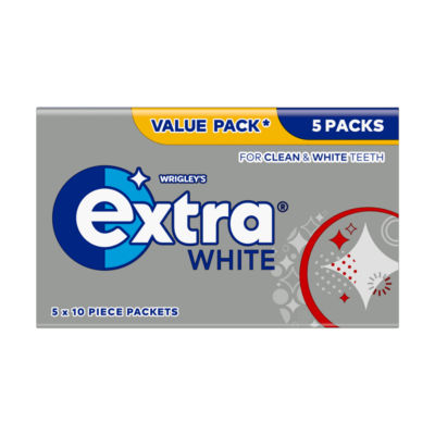 Extra White Sugarfree Chewing Gum Multipack 5 x 10 Pieces 