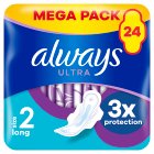 Always Ultra Sanitary Towels Long with Wings, Size 2 x24