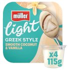 Müller Light Greek Style Coconut With A Hint Of Vanilla Yogurt 4x115g