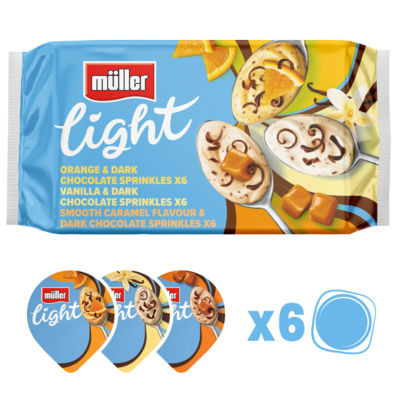 Muller Light Fat Free Yoghurt with Chocolate Sprinkles 6 x 140g