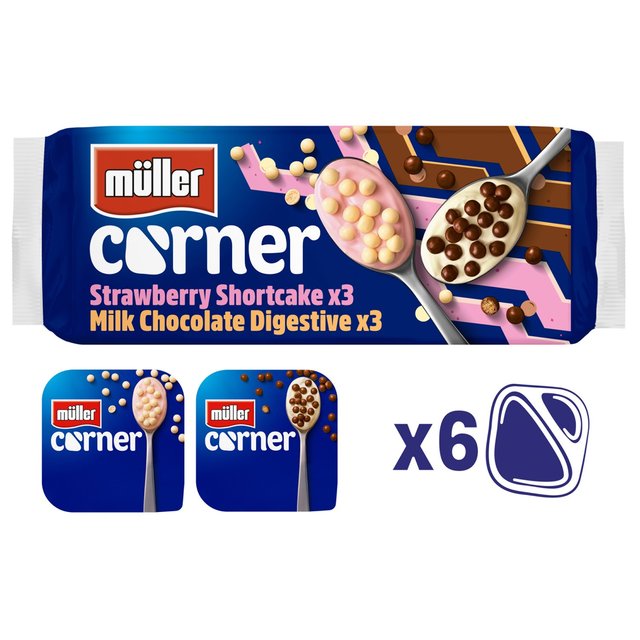 Muller Corner Chocolate Digestive & Strawberry Shortcake Yogurts 