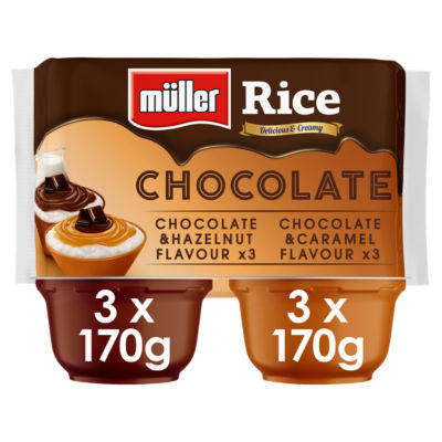 Muller Rice Chocolate Hazelnut and Caramel Pudding Desserts 6 x 170g