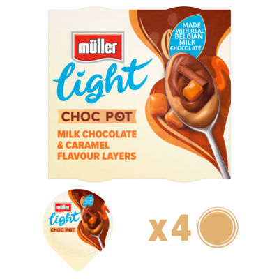 Muller Light Milk Chocolate & Caramel Flavour Layers Choc Pot 4 x 80g (320g)