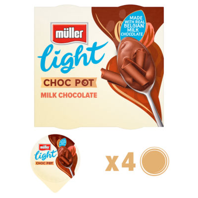 Muller Light Choc Pot Milk Chocolate Dessert 4 x 80g