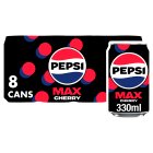 Pepsi Max Cherry No Sugar Cola Cans 8 x 330ml