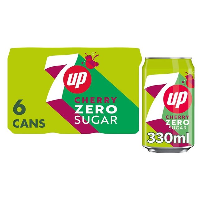 7UP Zero Sugar Cherry Cans  6 x 330ml