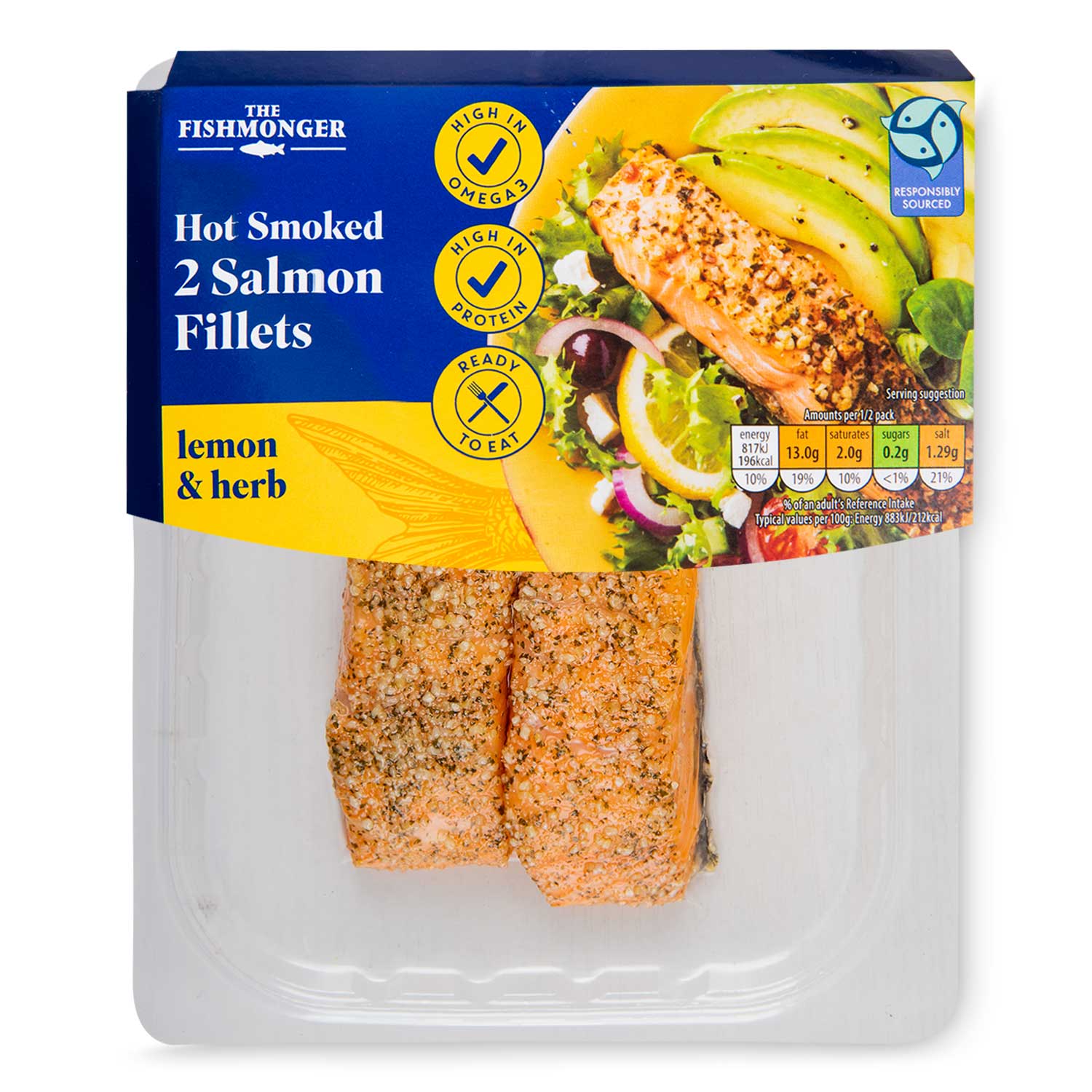 The Fishmonger Lemon & Herb Salmon Fillets 185g/2 Pack