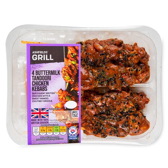 Ashfields Grill Buttermilk Tandoori Chicken Kebabs 320g/4 Pack