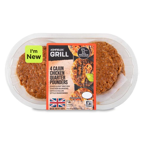 Ashfields Grill Cajun Chicken Quarter Pounders 454g/4 Pack