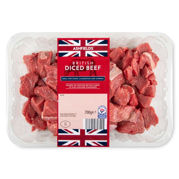 Ashfields British Diced Beef 700g