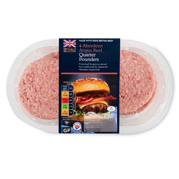 Specially Selected Aberdeen Angus Beef Quarter Pounders 454g/4 Pack