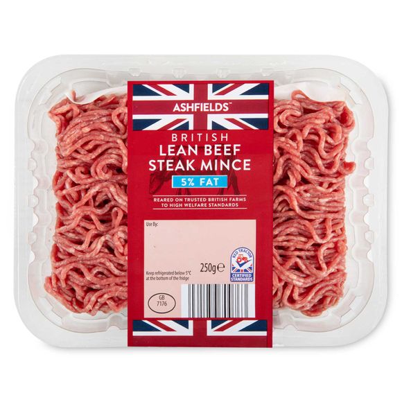 Ashfields British Lean Beef Steak Mince 5% Fat 250g