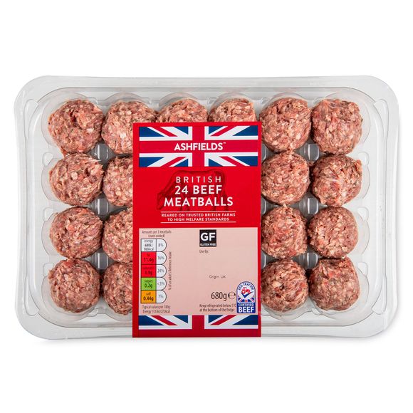 Ashfields British Beef Meatballs 680g/24 Pack