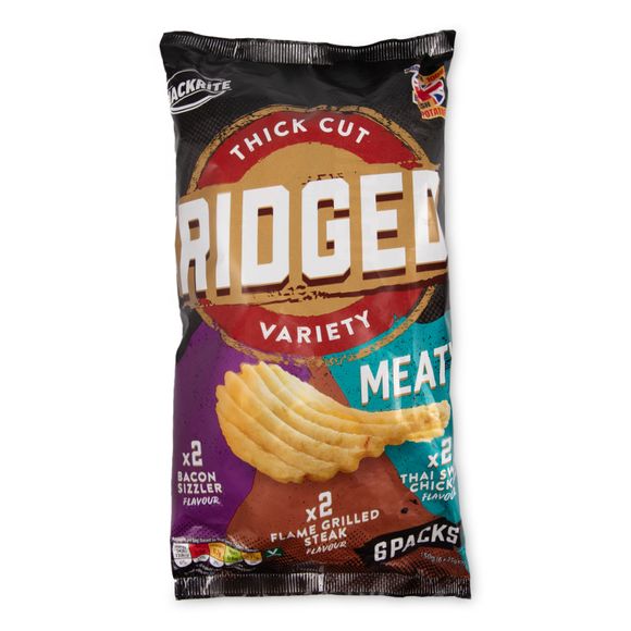 Snackrite Thick Cut Ridged Variety Meaty Crips 6x25g