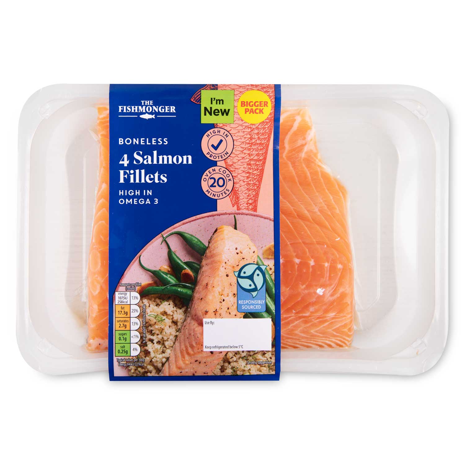 The Fishmonger Boneless Salmon Fillets 480g/4 Pack