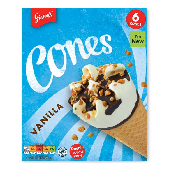 Gianni's Vanilla Ice Cream Cones 6x120ml