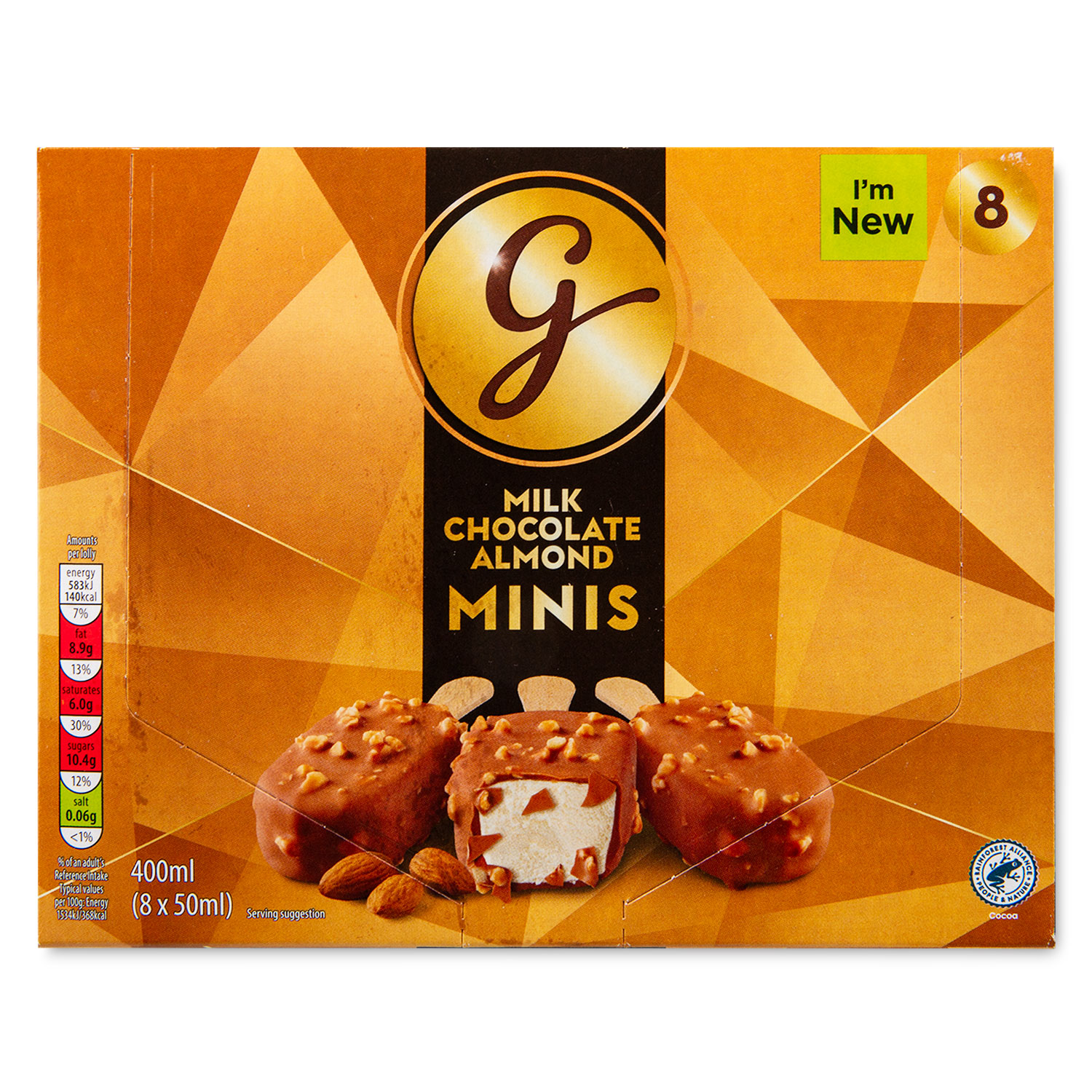 Gianni's Milk Chocolate Almond Mini Ice Creams 8x50ml